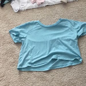 A blue crop top